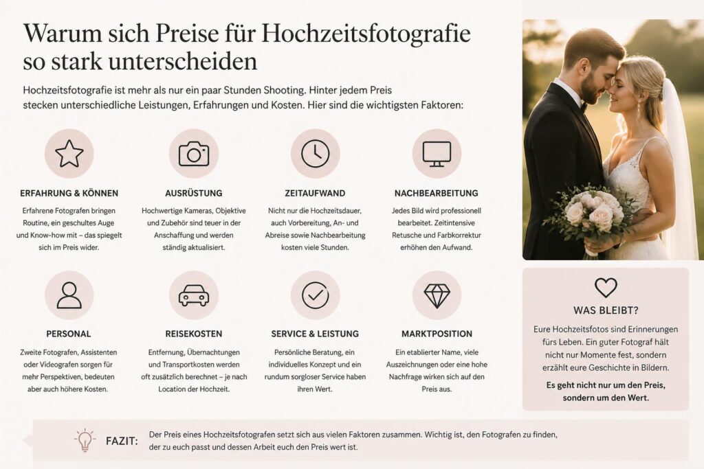 Warum sich Preise für Hochzeitsfotografie so stark unterscheiden
